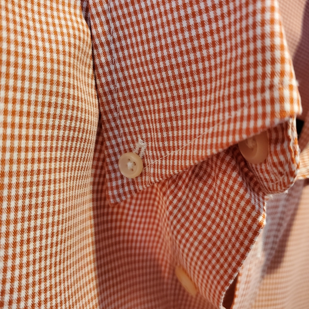 Men's Charter Club orange & white button down short sleeve shirt size L - Picture 4 of 5
